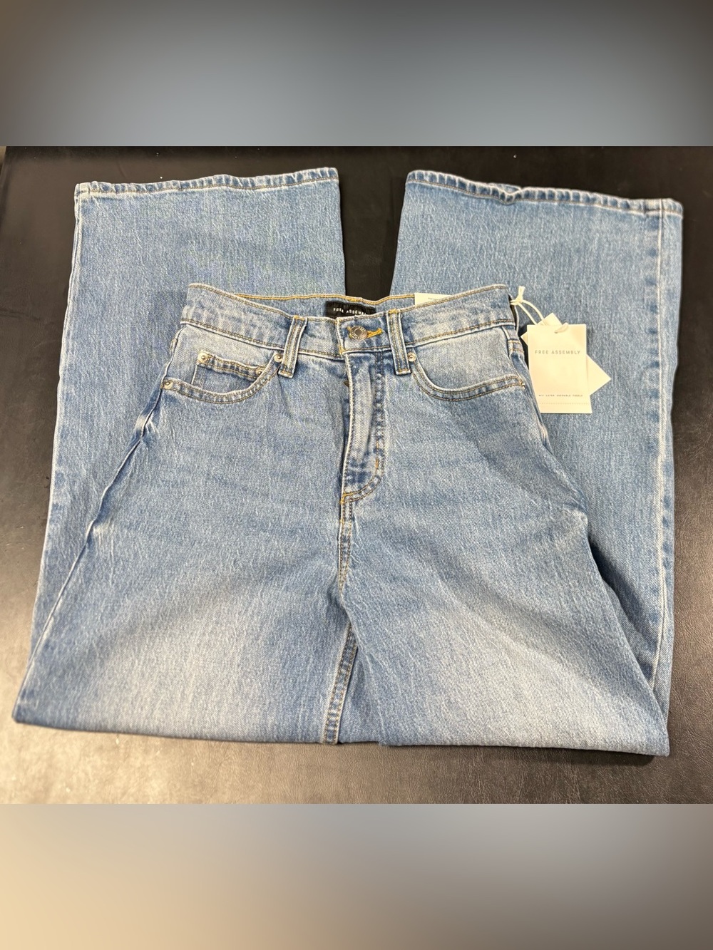 ree Assembly Women's Size 0 Flare Jeans Medium Wash High Rise Blue Jeans NWT - Picture 6 of 11